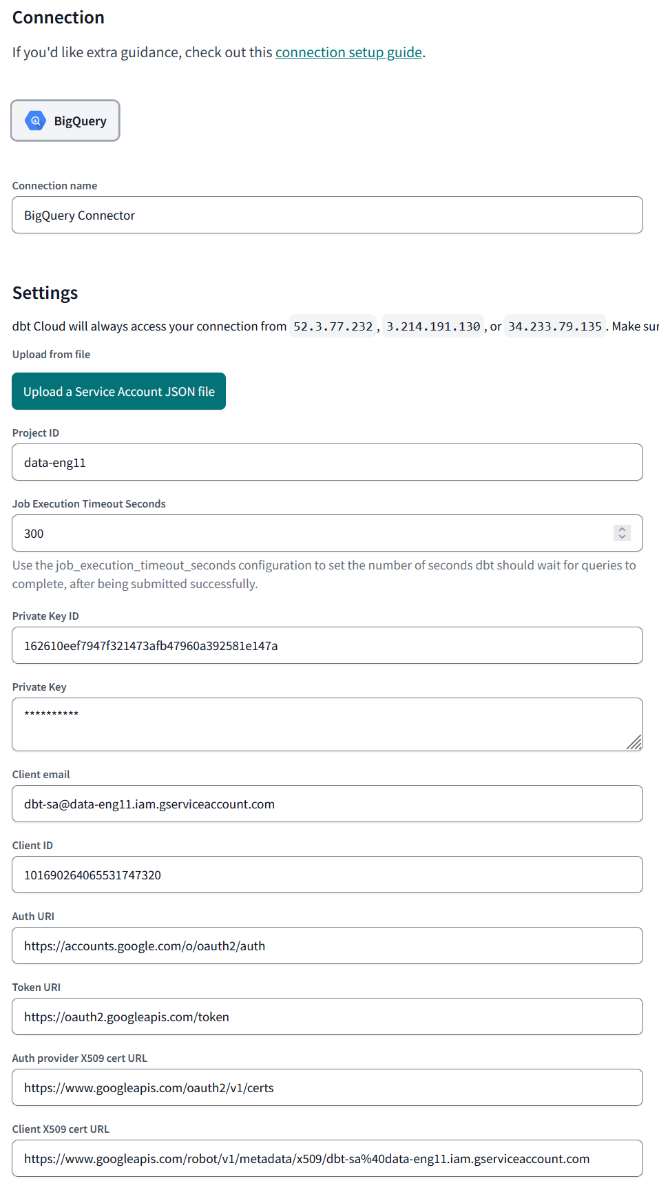 GCP Connection Detail